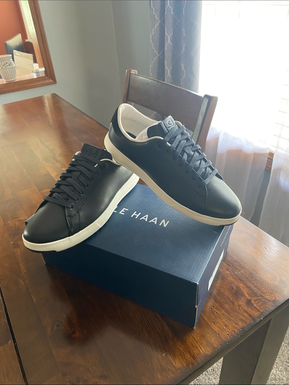 Cole Haan Black Leather Women’s Sneakers with White Sole